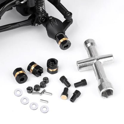 4pcs Brass Extended 7mm Hex Wheel Hubs Extension Adaptor Combiner Coupler for Axial SCX24 Upgrades 1/24 RC Crawler Car Replacement