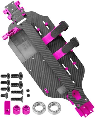 RC Carbon Fibre Chassis Armor Skid Plate Protecter Guard Upgrades Part for 1/10 Slash 4X4 4WD VXL,Front Center Rear Chassis Guard Plate,Pink - color: Pink(1set)