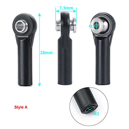 QUE-T 10pcs M3 Plastic Ball Head Link Rod Ends Joint Linkage for 1/10 RC Axial SCX10 Crawler Car (A) - style: A