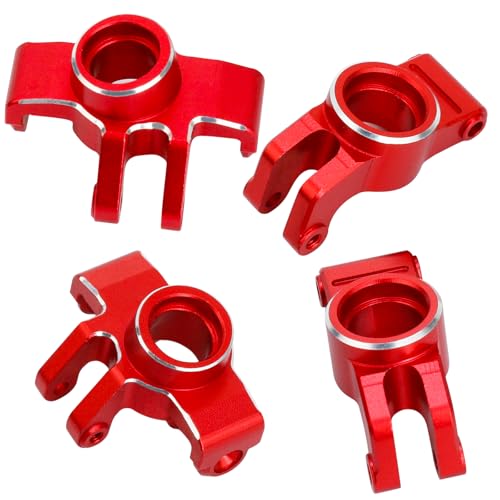 Aluminum Front Steering Block Knuckles & C-Hubs Caster Blocks & Rear Hubs Hops Up for ARRMA 1/18 Granite GROM, 1/14 Typhon GROM Upgrades Parts (Red) - color: Red