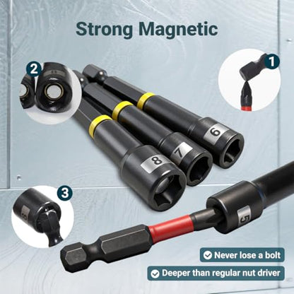 86-Piece Magnetic Impact Nut Driver Set, SAE/Metric Nut Driver Set, Right Angle Drill Driver, Socket Adapters, Bit Holder, Wing Nut Driver, Ratchet Bit Driver, Quick Release Extension, Power Bits - size: 86-Piece Magnetic Impact Nut Driver Set