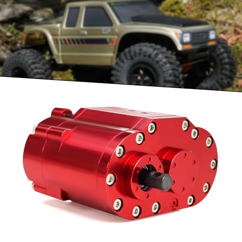 Yiju Transfer Case Gearbox RC Transmission Box Aluminum Alloy Construction Professional Double Speed RC Crawler Gear Set Suitable for Rock Crawling, Red - color: Red