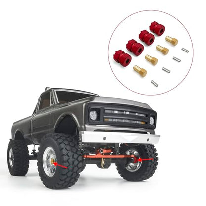 4Pcs 7mm Hex Wheel Hubs 4MM Extension Adaptor for 1/24 Axial SCX24 | 4Pcs Aluminum Wheel Hubs Extension Adaptor Combiner Coupler + 4MM Extenders RC Crawler Upgrades (Red) - color: Red