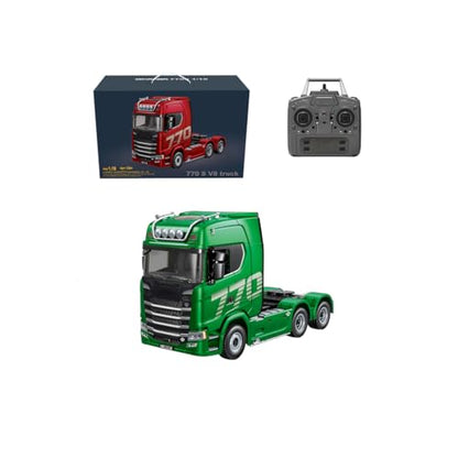 1/18 Scale 770S Heavy Duty RC Semi Truck, RC Tractor Truck with Rear Wheel Drive, Collectible Model with High Speed Performance - color: Green Truck