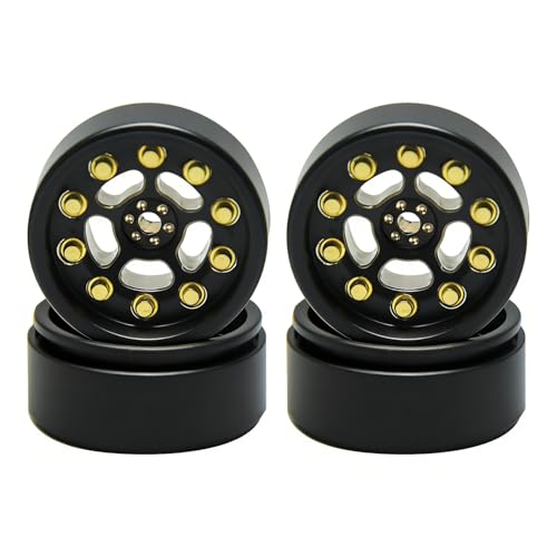 Brass 0.7" Wheel and Brass/Offset and 0.7‘’ Wheel Tire with Foam for SCX30 Cars Upgrade Parts 4pcs/Set (Brass 0.7" Beadlock Offset Wheel) - color: Brass 0.7" Beadlock Offset Wheel