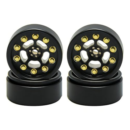 Brass 0.7" Wheel and Brass/Offset and 0.7‘’ Wheel Tire with Foam for SCX30 Cars Upgrade Parts 4pcs/Set (Brass 0.7" Beadlock Offset Wheel) - color: Brass 0.7" Beadlock Offset Wheel