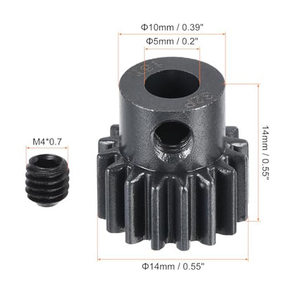 MECCANIXITY RC 32P Hardened Pinion Gear 5mm Shaft 16T Motor Gears Carbon Steel for RC Car Boat Drone - style: 16T