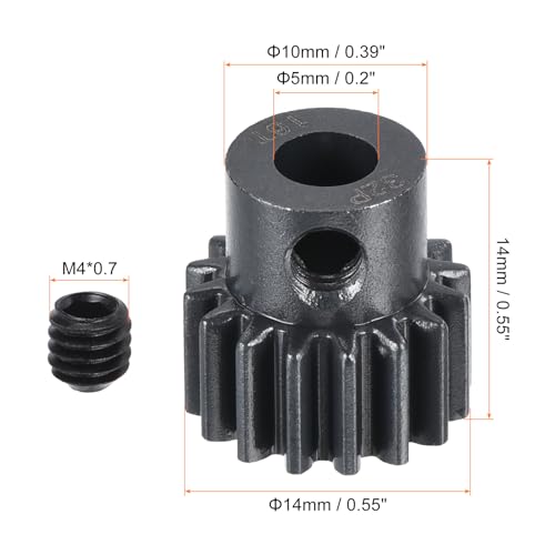 MECCANIXITY RC 32P Hardened Pinion Gear 5mm Shaft 16T Motor Gears Carbon Steel for RC Car Boat Drone - style: 16T