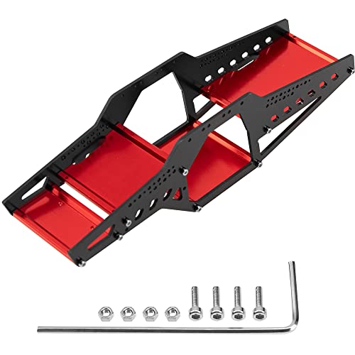 ShareGoo Aluminium Chassis Frame Kit Rocks Cage Body Shell Compatible with 1/24 Axial SCX24 90081 AXI00001 AXI00002 AXI00005 AXI00006 RC Crawler Upgrade Parts (Red) - color: Red