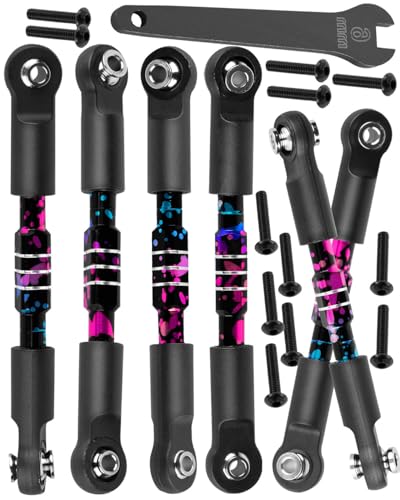 RC Adjustable Turnbuckles Camber Links Steering Links Upgrades Part for 1/8 Typhon 4WD 3S MEGA 550 BLX,1/10 Big Rock 4X4 V3 3S BLX RC Car,Tie Rod Set Link Linkage Rod Adjustable,Color(6PCS) - color: Color(for 1/10)