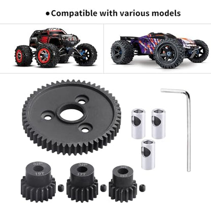 Metal Steel 54T 32P Spur Gear with 15T/17T/19T Pinions Gear Sets Replace 3956 for Traxxas Slash Rustler Stampede E-REVO Summit ST Rally Raptor R T-Maxx 2WD VXL