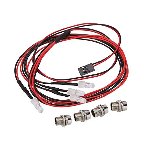 4Leds LED Light Headlights Taillight Kit Accessories Lights Compatible with traxxas HSP RC4WD Tamiya Redcat Axial SCX10 RC Car Crawler Truck Tank,5mm(2 Green + 2 Blue)