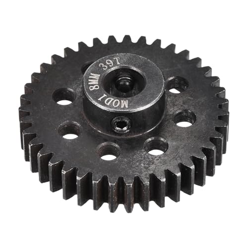 MECCANIXITY 1M 39T 40 Chrome Steel Motor Pinion Gears, 1.61" x 1.6" RC Motor Gears Fits 8mm Shaft Bore for RC Vehicles Truck Drift Remote Control Car Off-Road Crawler Parts, Black - style: 39T