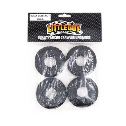 Little Guy Racing Parts Black Label M/T (57mm) 1.0 Inch Tires Compatible with 1/24 RC Axial SCX24, RGT, Element, Enduro, URUAV (4 Tires per Order), Black, 57mmx19mmR1 + Free LGRP Sticker