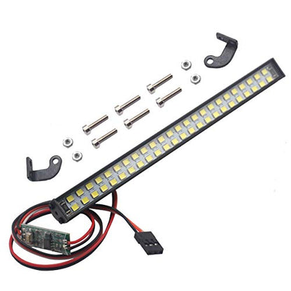 RC Light Bar Roof Lamp Kit 48 Double Row Lights Compatible with Traxxas Slash Rustler Trx4 Axial SCX10 Tamiya D90 Gen8 1/10 RC Crawler (L Shape Universal Brackets)