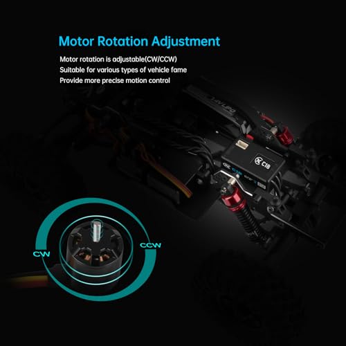 XC C18 Sensorless Brushless ESC for 1/18 1/24 RC Car,2S 30A | Bluetooth APP Programming,5.0V BEC,Multiple protection