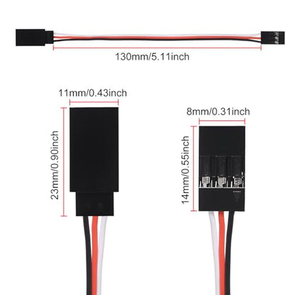 15pcs 3-pin Servo Extension Cable Cord 15cm Male to Female RC JR Servo Extension Cord Wire Connectors for Servo Extension Connection Control Board Remote Control Parts