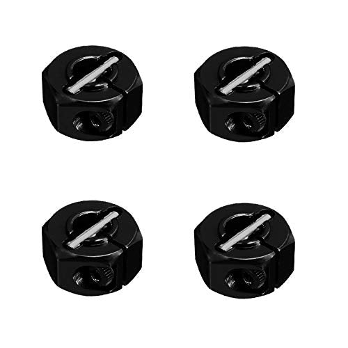 4PCS ShareGoo 12mm 7.0 Wheel Hex Drive Hub Adapter with Pins Screws Compatible with HSP HPI Redcat Tamiya Traxxas RC4WD D90 1/10 RC Car,Black
