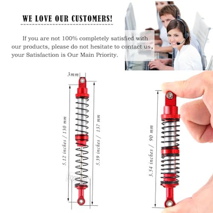 130mm RC Shocks Absorber Upgrades for 1/10 RC Hobby Cars,7075 Aluminum Full Metal Front Rear Shocks Absorber Damper,4PCS Red - size: 130 MM (5.12 in)