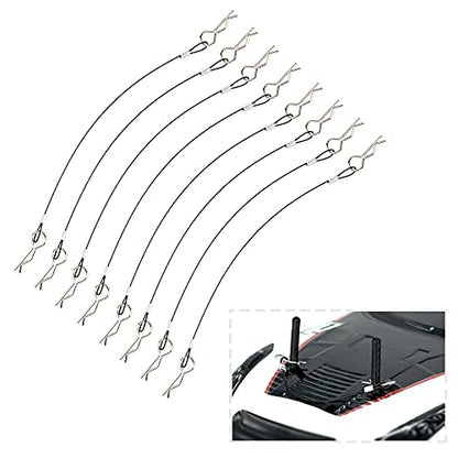 8Pack ShareGoo Metal Clip R Pin Rod with Steel Anti-Lost Rope RC Body Shell Clip Wire Compatible with 1/8 1/10 Traxxas HSP Arrma Axial Redcat RC Car Truck Crawler (Black) - color: Black
