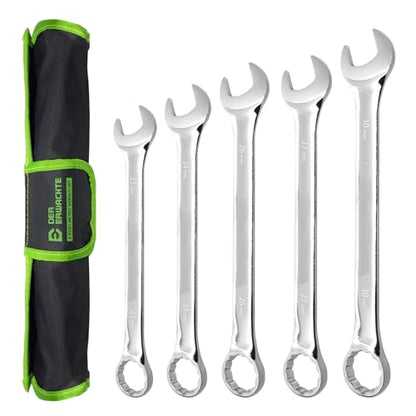Der Erwachte 5Pc Metric Wrench Set, Large wrench set | 23mm,24mm,26mm,27mm,30mm, long big open end combination wrenches, roll-up storage pouch - size: 5 Piece Metric 23-30mm