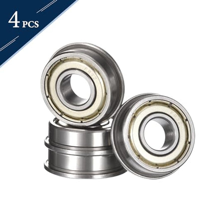 FR3ZZ Flanged Ball Bearing, ID 3/16" x OD 1/2" x Width 10/51" Miniature Bearings, Double Metal Shielded Deep Groove Bearings, Pre-Lubricated (GCr15) Chrome Steel 4pcs - size: FR3ZZ 3/16"x1/2x10/51"