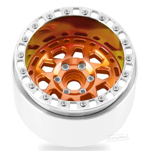 RC Alloy 2.2 Beadlock Wheels for 1/10 SCX10 Capra AMG 6x6 TRX4 Red cat Gen8 Everest Gen7 Pro RC Crawler,Alunium 2.2 Beadlock rc Wheels 2.2 Beadlock Rims,4pcs,Orange - color: Orange(4pcs)