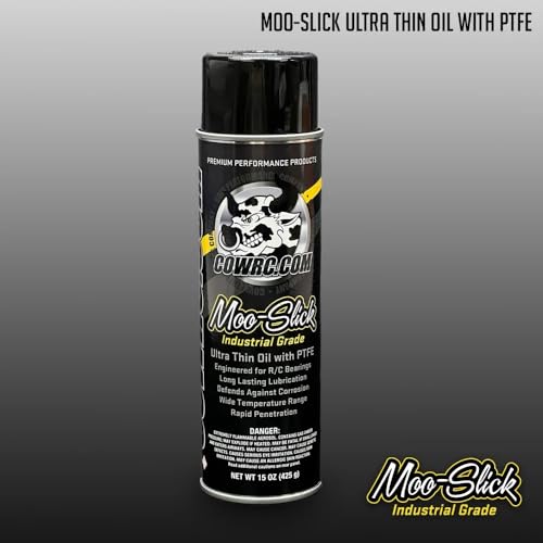CowRC Moo-Slick Ultra Thin Oil with PTFE, Industrial Grade RC Precision Lubricant for Bearings, Gears and Linkages, 15 oz Cow RC