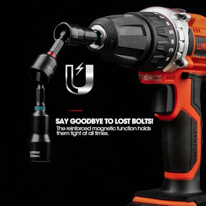 55Pcs Magnetic Impact Nut Driver Set SAE/Metric | Deep Driver Bits, Extension, Pivoting & Wing Nut Setters, for Impact Drills, Car Maint, DIY & Furniture Assembly - size: 55Pcs Magnetic Impact Nut Driver Set