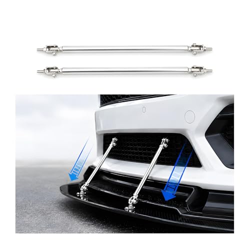 2 PCS Adjustable Splitter Strut Rods, Car Front Bumper Lip Strut Bars Support Rods, Universal Automotive Splitter Diffuser Struts Tie Exterior Accessories for Most Vehicles (Silver) - color: Silver