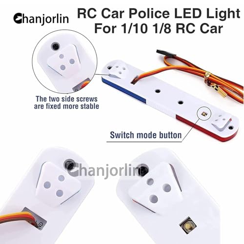 1/10 RC Car Simulation Police Lights Multi-Function Flash LED Lamp Nine Flashing Light Modes for 1/8 Crawler Off Road Rally Truck Cars HSP Traxxas Tamiya RC4WD Axial Arrma (Blue&Red 115mm) - color: Blue&Red 115mm