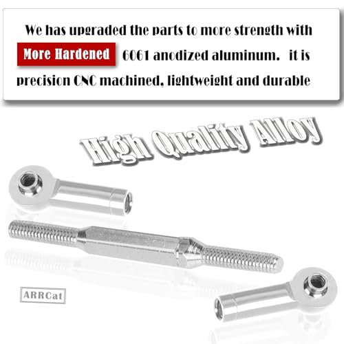 Upgrade Parts Turnbuckles Camber Links for 1/10 Slash 2WD 4X4/Rustler 2WD 4X4/Hoss 2WD 4X4/Stampede 2WD 4X4 RC Truck, Aluminum Adjustable Turnbuckles,Replace 3644 3745 1935,Silver