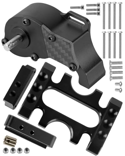 RC LCG Transmission Gearboxes Upgrades Part for 1/10 SCX10 SCX10 II 90046 90047 RC Crawler Car,Aluminum Alloy Gearbox Transmission Hop Ups,Black - color: Black - (Upgrades)