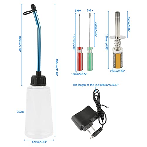 Nitro Starter Glow Plug Igniter Charger Screwdrivers Wrench Fuel Bottle Tools Combo for Nitro Powered 1/8 1/10 RC Car Buggy Truck HSP Redcat Traxxas etc