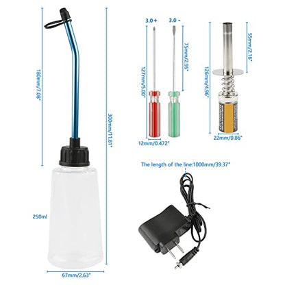 Nitro Starter Glow Plug Igniter Charger Screwdrivers Wrench Fuel Bottle Tools Combo for Nitro Powered 1/8 1/10 RC Car Buggy Truck HSP Redcat Traxxas etc