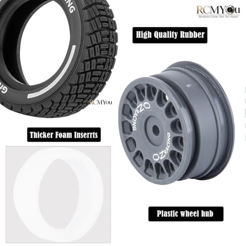 RC Highway Wheels and Tires Set w/Plastic Wheels Rim for 1/14 M-J-X14301 14302 14303 14304 RC Car,RC Tire Highway Tires Soft Tire,(4PCS) RC Vehicle Wheel,Scale On/Off Road Wheel,Titanium - color: Titanium(rc Wheels Tires)