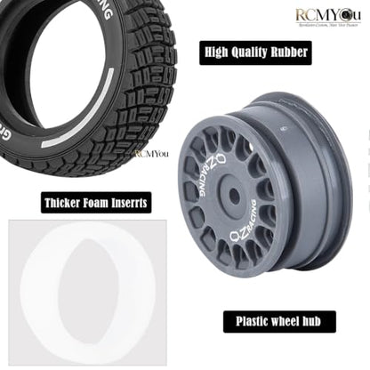 RC Highway Wheels and Tires Set w/Plastic Wheels Rim for 1/14 M-J-X14301 14302 14303 14304 RC Car,RC Tire Highway Tires Soft Tire,(4PCS) RC Vehicle Wheel,Scale On/Off Road Wheel,Titanium - color: Titanium(rc Wheels Tires)