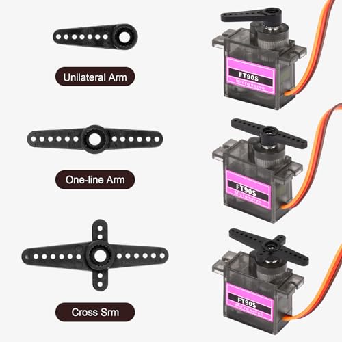 6Pcs FT90S 9g Micro Servo Motors with All-Metal Gears, High Torque, and 180° Rotation - for Arduino Robot Projects, RC Airplanes, Cars, Boats