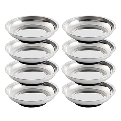 8 Pieces 3” Round Magnetic Bowl Trays Set Stainless Steel Magnet Tool Tray Parts Holder for Screws, Sockets, Bolts, Pins, Mechanic's and Automotive - size: 8 Pieces 3" Bowl