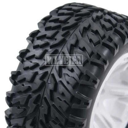 4PCS RC Truck Tires Set 12mm Hex Hub Plastic Wheel Rim Compatible with 1/12 LOSI LMT 4WD Solid Axle Monster Truck 1/12 1/14 1/16 TRAXXA,REDCAT RC Racing Truck - color: White 1