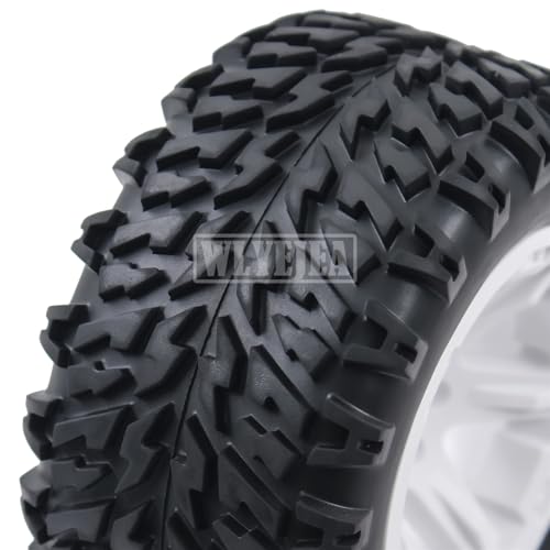 4PCS RC Truck Tires Set 12mm Hex Hub Plastic Wheel Rim Compatible with 1/12 LOSI LMT 4WD Solid Axle Monster Truck 1/12 1/14 1/16 TRAXXA,REDCAT RC Racing Truck - color: White 2