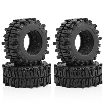 4PCS 1.3" Rubber Tire All Terrain Wheel Tyre with Foam Inserts for 1/12 1/14 1/18 1/24 Crawler Car for TRX4M SCX24 AX24 FCX24 FMS 1/24 Micro 1.0inch Beadlock Upgrade Parts (64x26mm,B) - color: 64x26mm,b
