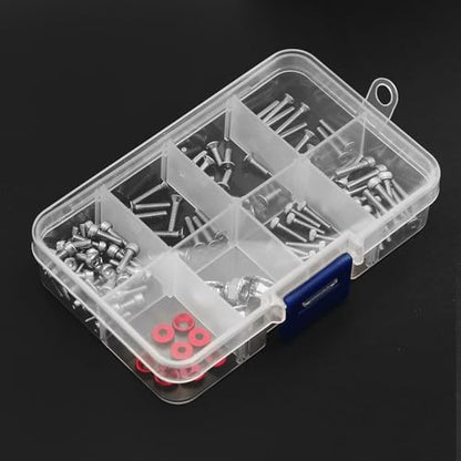 Metal Screws Set for Arrma 1/18 RC Car Granite/Typhon/Mojave Grom,RC Screw Kit,Steel Hex Screws Nuts Fastener,Replacement Repair Tools Box