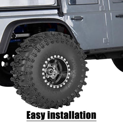 RC 1.0in Beadlock RC Truck Tires Wheels Tires for 1/18 1/24 Trx4m SCX24 RC Crawler.Aluminum 1.0in Beadlock Wheel Rim&1.0in Tires Tyres.Black(4PCS) - color: Black(4pcs）