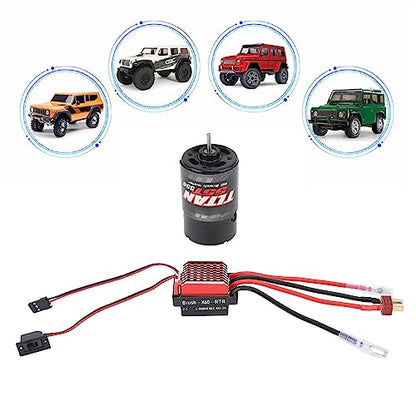 550 55T Brushed Motor, High Power 55T Brushed Motor 60A ESC Set Controller Combo for 1/10 RC Truck Car Axial HSP HPI Etc