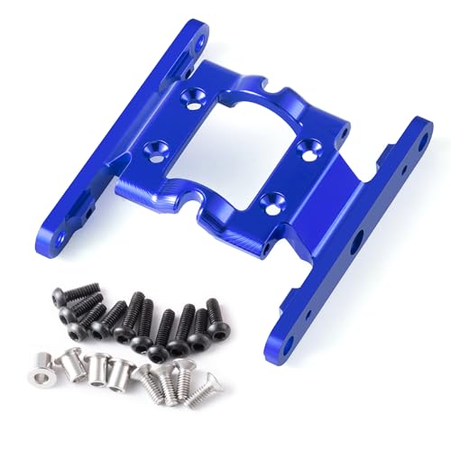 FCX18 Aluminum Center Frame Brace Transmission Skid Plate Mount | RC Car Gearbox Mount Compatible with FMS FCX18 LC80 1/18 RC Crawler Car Upgrades (Blue) - color: Blue