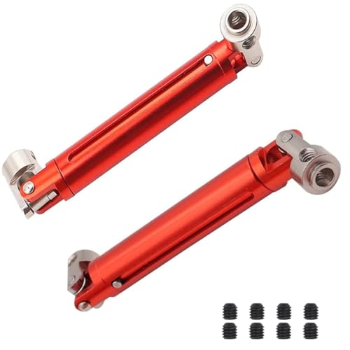 Aluminium Alloy 105-150MM Universal Drive Shaft for 1/10 Redcat Gen7 GEN8 Axial SCX10 SCX10-II/Pro D90 Axial SMT10 RC Crawler Upgrade Parts 2PCS/Set(Red)