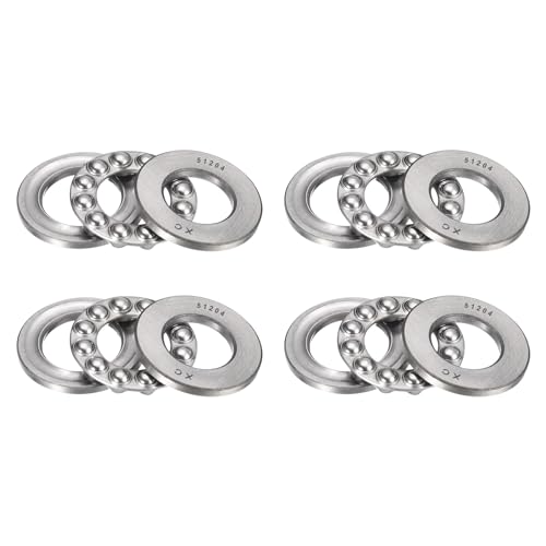 Thrust Ball Bearings, 4pcs 51204 Plane Axial Ball Bearing 3-in-1, 20mm x 40mm x 14mm Chrome Steel ABEC3 Single Row Roller - size: 51204 20mm x 40mm x 14mm