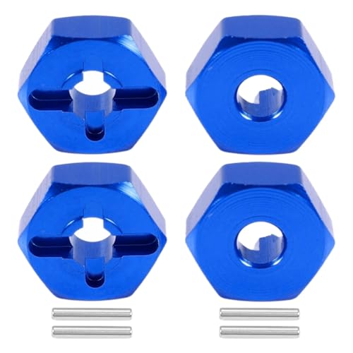 8pcs/Set Aluminum 12mm Wheel Hex Hubs Drive Adapter 5mm Thickness with 2x10mm pins for Redcat Axial HSP WLtoys Himoto Truck Model Car Upgrade Parts(Navy Blue) - color: Navy Blue