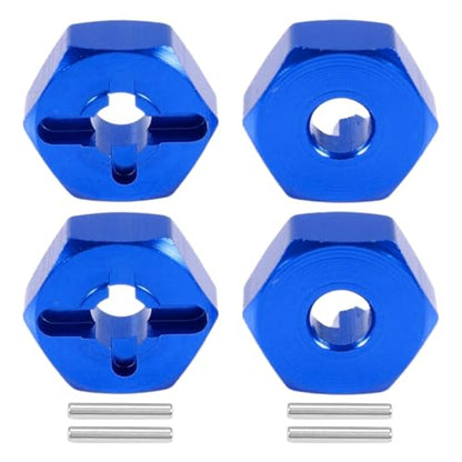 8pcs/Set Aluminum 12mm Wheel Hex Hubs Drive Adapter 5mm Thickness with 2x10mm pins for Redcat Axial HSP WLtoys Himoto Truck Model Car Upgrade Parts(Navy Blue) - color: Navy Blue